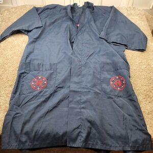 Vintage Longevity Navy Blue Embroidered Kimono Robe‎ Chinese Character Medallion